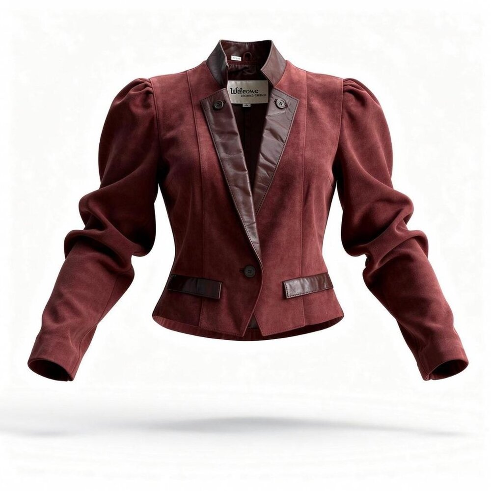 Red vintage Wilson’s leather jacket with suede detailing,